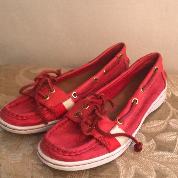 Coach monogram RED jacquard Loafers SZ 8 - Picture 3 of 6